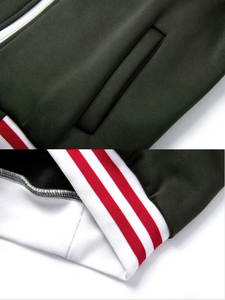 Boys' Winter Cotton Webbing Striped Stand Collar Windproof Zipper Sweatshirt Casual Sport <b>Jacket</b> Set Available Select Colors - Product Image 5