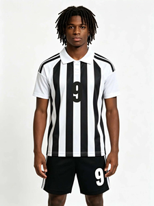 Conjunto de 2 piezas de fútbol unisex personalizado para niños y adultos, kit personalizado para padres e hijos, rayas blancas y negras, deportes de equipo escolares al aire libre - Product Image 1