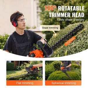 Tagliasiepi a Benzina Portatile da 23,2 Pollici con Motore a 2 Tempi da 26CC, Regolabile a 180 Gradi, per Uso in Giardino - Product Image 3