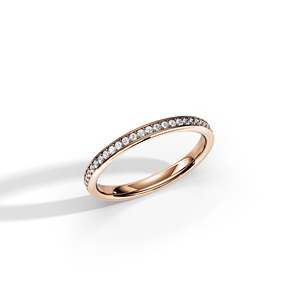 Anillo de boda unisex chapado en oro de 14k con diamantes de corte brillante redondo, estilo de lujo, color D, diamantes cultivados en laboratorio. - Product Image 5