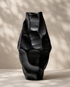 Jarrón Negro Minimalista Contemporáneo, Texturizado, Artístico, Decorativo, para Pedidos al por Mayor - Product Image 3