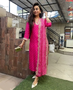 Nuevo Diseño 2023, Tela Chanderi, Kurtis y Pantalón Étnicos Modernos para Mujer, Bordado Indio, Manga Larga, Casual, Elegante, Temporada de Festivales - Product Image 3