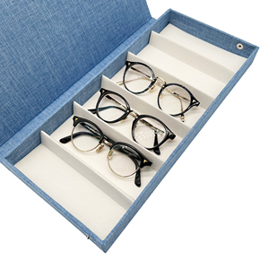 <b>Blue</b> Denim Eyeglasses <b>Storage</b> <b>Box</b> 6-Slot Rectangular Semi-Hard Case for eyeglasses display - Product Image 5