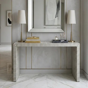 Mesa de Consola Blanca y Negra con Patrón Geométrico, Mesa de Entrada, Mueble Decorativo para el Pasillo, a Precio de Mayoreo - Product Image 5
