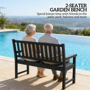 Panca da Giardino Nera per Uso Esterno e Patio - Product Image 2