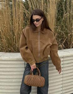 Fashion Style <b>Suede</b> Leather <b>Jacket</b> Premium Style Hot Selling Women's PU Leather <b>Suede</b> <b>Jackets</b> - Product Image 2