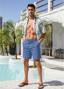 Shorts décontractés d'été pour hommes, respirants et à séchage rapide, avec logo personnalisé sur le devant, 100 % polyester, fermeture à cordon de serrage - Product Image 4