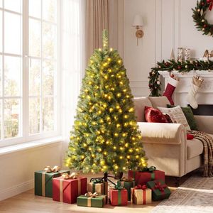 Albero di Natale Artificiale Premium Pre-Illuminato con 200/500 Luci LED Bianco Caldo, Pieghevole per Uso Interno, Opzioni da 6ft/7ft/8ft - Product Image 1