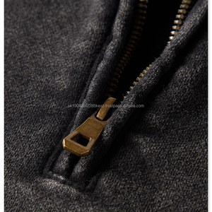 BE385HZ Sweat à capuche oversize personnalisé pour femme, col rabattu, demi-zip, vintage, 385GSM, haut court, sweat à capuche premium - Product Image 3