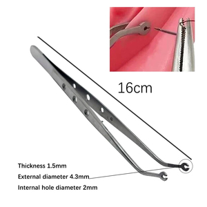 Manual Stainless Steel Dental Surgical <b>Suture</b> Tweezer with Serrated Tip Dressing Forceps for Stitching Operations - Product Image 4