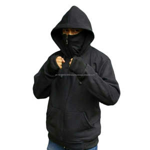 Men Black Zipper-Up Waterproof Lightweight <b>Ninja</b> Mask <b>Hoodie</b> Winter Custom Logo Printed Oversized Streetwear Balaclava Hoodies - Product Image 1