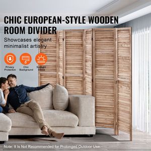6-Panel 66.9-Inch Tall Portable Wood Room Divider Indoor Louvered Partition with Art Style Folding Privacy <b>Screen</b> for Decoration - Product Image 2