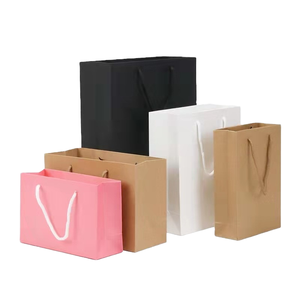 Sacs en papier kraft personnalisés avec poignées, sacs de shopping blancs et bruns pour cadeaux, mariages, anniversaires - Product Image 5