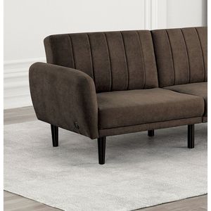 Divano Futon Contemporaneo 1 Pezzo con Bracciolo USB, Schienale Morbido Trapuntato, Convertibile in Letto - Product Image 3