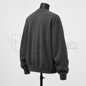 Sweat-shirt col rond oversize personnalisé délavé, style streetwear vintage à empiècements, épais, unisexe, OEM ODM, vente en gros - Product Image 5
