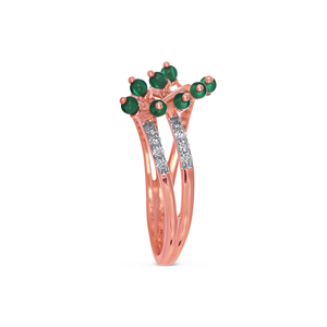 Anillo de Diamantes con Estética Botánica, Anillo de Diamantes de Lujo en Oro Rosa con Diseño de Rama de Árbol para Mujer, Joyería Fina con Gema Verde, Venta al Por Mayor - Product Image 4