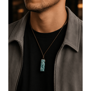 Natural Crystal Unshaped Pendant Necklace with Adjustable <b>Rope</b> <b>Chain</b> for Men and Boys - Product Image 1