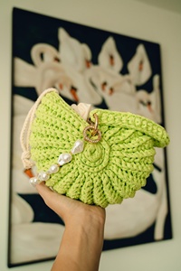 Sac bandoulière en crochet en forme de coquille avec décoration de perles, style bohème, sac à main pour femme - Product Image 5
