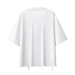 เสื้อยืดแขนสั้นผู้ชายทรงบ็อกซี่ ผ้าคอตตอน 100% หนัก 260GSM ซักย้อมสีแบบวินเทจ พิมพ์โลโก้ สวมใส่สบาย สีพื้น ดีไซน์เรียบง่าย - Product Image 2