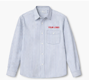 Camisa de Vestir Personalizada para Hombre, Manga Larga, a Rayas, con Botones, Estilo Casual de Negocios, con Logotipo Bordado - Product Image 1