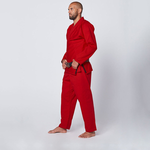 Pantalones de Artes Marciales de Poliéster/Nylon Rojos con Estampado Completo y Cintura Elástica para Entrenamiento Masculino - Duraderos - Product Image 2