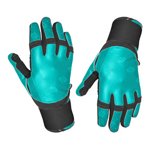 Gants de frappe en cuir véritable à prix de gros, couleur bleu sarcelle et noir, fermeture auto-agrippante, durables, unisexes, pour entraînement adulte - Product Image 4