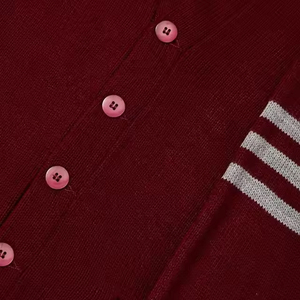 Cardigans à col en V personnalisables avec logos, rayures sur les manches, tricotés, décontractés, unisexes, à manches longues avec poches - Product Image 3