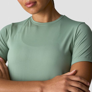 Active Wear Yoga T-Shirt High Quality Quick Dry <b>Athletic</b> Gym Training T-Shirt Custom Logo Blank Longline Slim Fit Top - Product Image 4