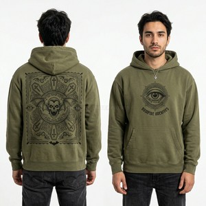 Sudadera con Capucha Vintage con Lavado Ácido para Hombre, Sudadera con Gráfico de Murciélago Gótico, Sudadera Distressed Estilo Urbano, Sudadera con Capucha de Forro Polar Oversize Personalizada - Product Image 5