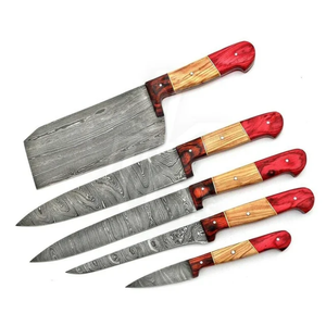 Ensemble de couteaux de chef professionnels en acier inoxydable écologique à cinq pièces avec manche en bois Pakka, vente en gros, très demandé - Product Image 3