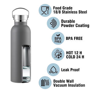 Bouteille d'eau de sport en acier inoxydable à isolation sous vide étanche pour boissons chaudes et froides, camping en plein air - Product Image 2