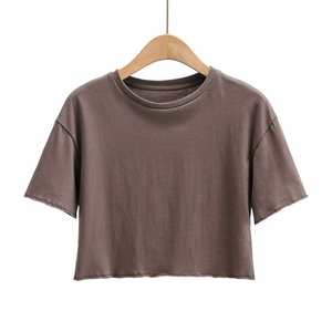 เสื้อยืดเปล่าคุณภาพสูงขายส่ง สตรีทแวร์ พิมพ์ลายได้ 100% ผ้าฝ้าย เสื้อครอปท็อปสไตล์วินเทจ - Product Image 5