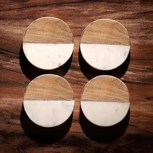 Posavasos Redondos, Cuadrados y Hexagonales de Mármol Blanco Natural y Madera de Acacia al por Mayor para Bebidas - Product Image 5