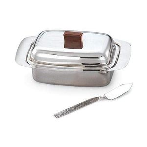 Beurrier en acier inoxydable rectangulaire avec couvercle rabattable et cuillère, pour une conservation optimale de la fraîcheur, vaisselle de cuisine au design minimaliste - Product Image 2
