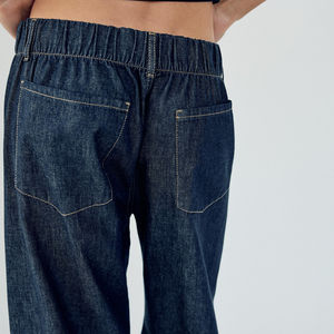 Jeans de Cintura Alta para Mujer, Casuales, de Invierno, Color Sólido, 100% Algodón, Elásticos, Transpirables, al por Mayor y Personalizados - Product Image 2