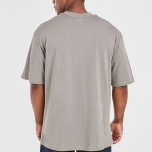 High Quality Summer Blank Design Casual Short Sleeve Breathable O-Neck Cotton Solid Color <b>Drop</b> Shoulder Oversized Men's T-shirts - Product Image 2