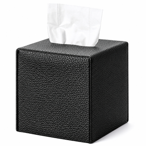 Elegant <b>Black</b> Crocodile Pattern Leather <b>Tissue</b> Box Cover Square Cube Facial Napkin <b>Paper</b> Holder Dispenser for Hotel Office - Product Image 6