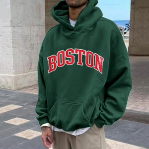 Sweat-shirt unisexe personnalisé style universitaire Boston en molleton épais avec imprimé rétro et épaules tombantes - Product Image 5