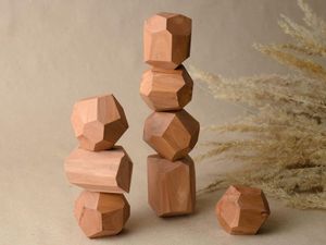 Jeu de pierres d'équilibre Montessori carrées en bois, fait main, écologique, jouet pour enfants, idéal pour anniversaires et cadeaux de pendaison de crémaillère, vente en gros - Product Image 3