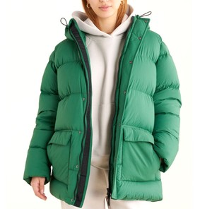 Chaqueta de Plumón con Capucha Verde para Mujer, de Primera Calidad, Cierre de Cremallera, Manga Larga, Abrigo Acolchado Cálido para Invierno, Ropa Exterior Informal - Product Image 6