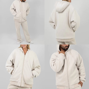 Conjunto de Sudadera con Capucha y Pantalones Deportivos Unisex con Cierre Completo, Lavado Ácido, Personalizables para Hombre y Mujer - Product Image 4