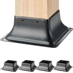Staffa per Palo in Acciaio Verniciato a Polvere 4x4 per Carichi Pesanti, 4 Pezzi, Interno 3.6"x3.6", Adatta per Ancoraggio Standard di Pali in Legno per Decking - Product Image 1
