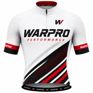 Warpro Cycling Jersey Men's Short Sleeve White Black Red Performance Breathable <b>Polyester</b> Sublimation Print Adult Size M - Product Image 1