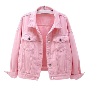 Women's Eco-friendly High Street Winter Bomber <b>Jacket</b> Multicolor <b>Short</b> Long <b>Sleeve</b> Casual Denim - Product Image 1