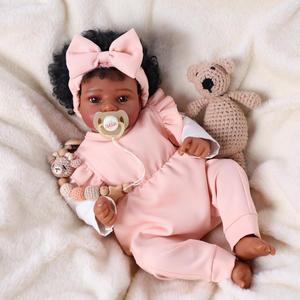 Muñeca Realista de Vinilo Babeside de 20 Pulgadas, Bebé Afroamericana Recién Nacida, Cuerpo de Tela Suave, Muñeca para Niños, Regalo - Product Image 4