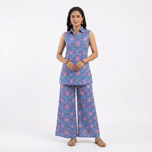 Stylish <b>Short</b> Sleeveless Cotton Printed Co-ord <b>Sets</b> <b>for</b> <b>Women</b> Featuring Coordinated <b>Shorts</b> <b>for</b> Casual Summer Wear Eco-friendly - Product Image 1