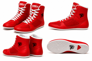 Bottes de boxe personnalisées Dumela en cuir rouge, toutes saisons, durables, écologiques, avec logo personnalisé, confortables, respirantes, ensembles de boxe - Product Image 3