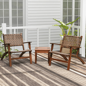 Set di 3 Mobili da Giardino in Rattan e Legno per Spazi Esterni - Product Image 1