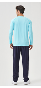 เสื้อเชิ้ตตกปลาแขนยาวสีฟ้าอ่อนสำหรับผู้ชาย UPF 50+ ป้องกันรังสียูวี สีพื้น ผ้าโพลีเอสเตอร์ 100% เสื้อคลุมสำหรับกิจกรรมกลางแจ้ง - Product Image 6