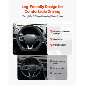 Volante in Fibra di Carbonio a Forma di D con Fondo Piatto per Honda Civic 2016-2021, con Impugnatura in Pelle e Texture Antiscivolo - Product Image 4